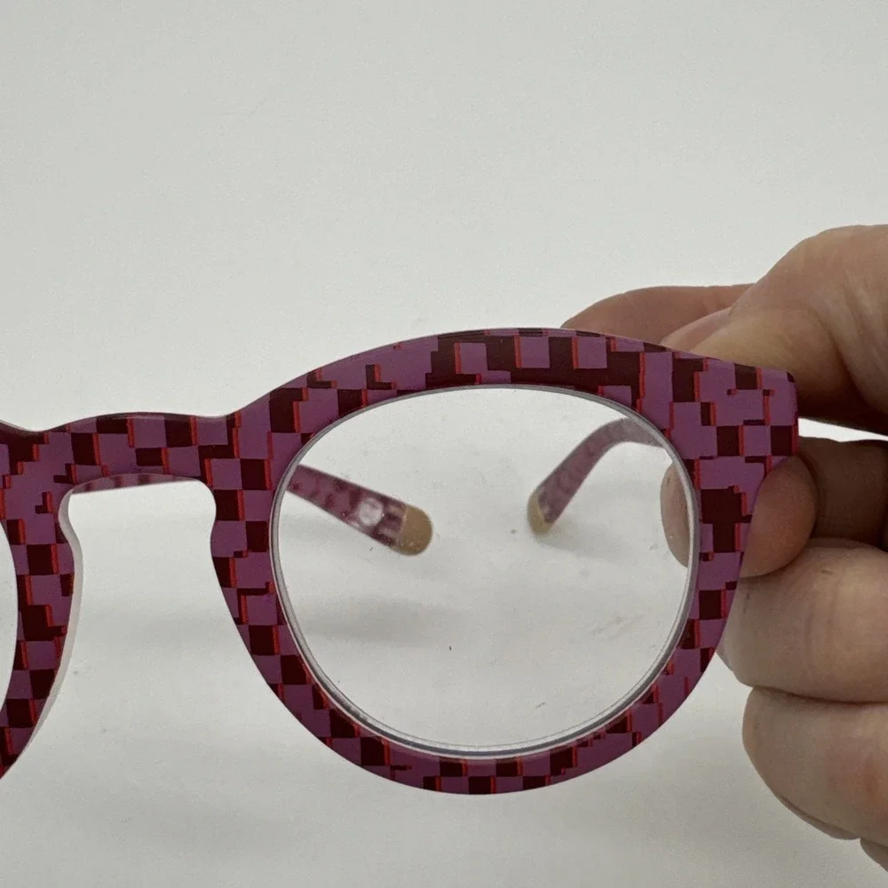 Peepers +1.5 Reading Glasses Frame Of Mind Pink Checkered W/ Blue Light Lenses